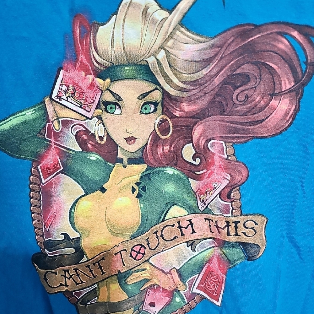 Blue L Xmen Graphic Tee with Rogue Character Print - Picture 2 of 4